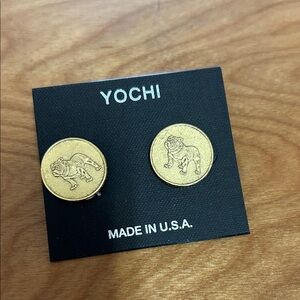 Yochi Gold Bulldog Design Earrings